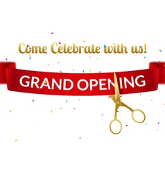 Grand Opening design template with ribbon and Vector Image