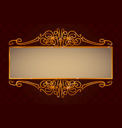 Golden vintage frame template Royalty Free Vector Image