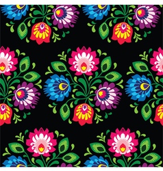 Seamless traditional floral polish on black Vector Image