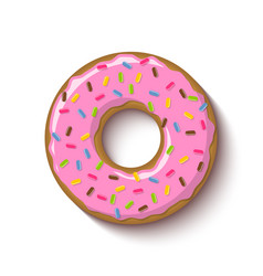 Ring shaped donut covered with chocolate Vector Image