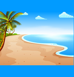 Tropical beach view with the sandy beach Vector Image