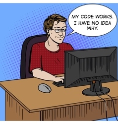 Software developer at work comic book style Vector Image
