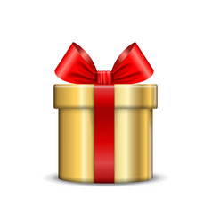 Gift box icon surprise present red-gold template Vector Image