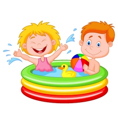 Girl cartoon bathing in the red bath tub Vector Image