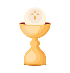 Bible with chalice and grapes to first communion Vector Image