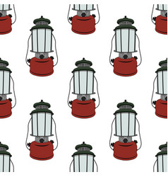 Doodle camping tent fire lantern Royalty Free Vector Image