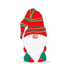 A bearded cute gnome in red cap fairy-tale Vector Image