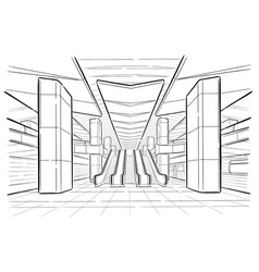 Hand drawn sketch saint petersburg subway station Vector Image