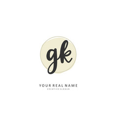 G k gk initial letter handwriting and signature Vector Image