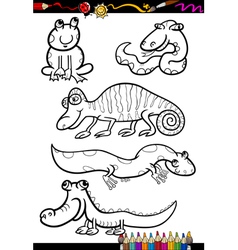 Reptiles and amphibians coloring page Royalty Free Vector