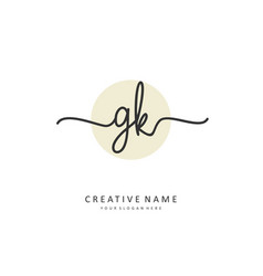 G k gk initial letter handwriting and signature Vector Image