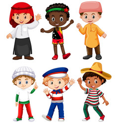 Different nationalities of boys Royalty Free Vector Image