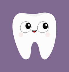 Tooth icon big eyes with eyelashes cute funny Vector Image