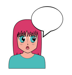 Anime girl talk speech bubble Royalty Free Vector Image