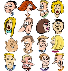 Cartoon men heads set Royalty Free Vector Image