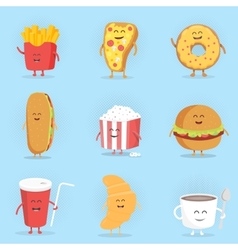 Cute funny smiling happy fast food Royalty Free Vector Image