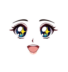 Happy anime face manga style closed eyes Vector Image