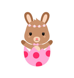 Cartoon easter bunny girl with a basket of egg Vector Image
