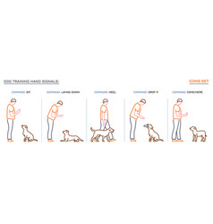 Dog training with hand signals Royalty Free Vector Image