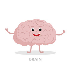 smart brain cartoon character isolated on white vector image
