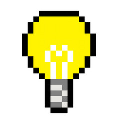 Pixel light bulb idea art cartoon retro game style