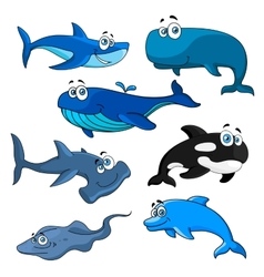 Marine animals cartoon characters underwater Vector Image