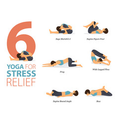 6 yoga poses for strengthen knees concept Vector Image