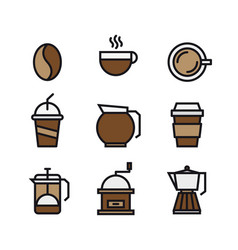 Coffee icons colored Royalty Free Vector Image