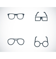 Black glasses icons set Royalty Free Vector Image