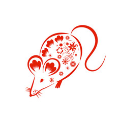 Chinese mouse in traditional paper cut style Vector Image