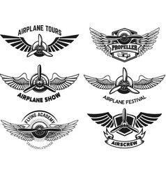 Vintage biplane and monoplane emblems set Vector Image