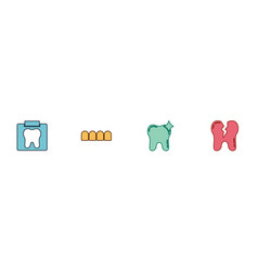 Set x-ray tooth dental card dentures model Vector Image