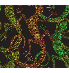 Hand drawn lizard or salamander with ethnic tribal