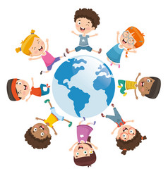 Kids playing around world Royalty Free Vector Image