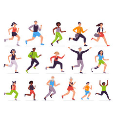 Flat running man athletic boy run animation vector image