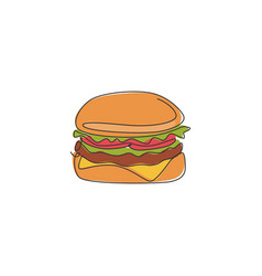 Burger hand drawn fast food logo Royalty Free Vector Image