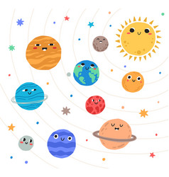 Cartoon planets solar system Royalty Free Vector Image