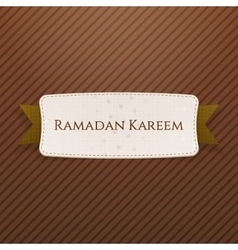 Ramadan kareem festive tag with text and ribbon vector