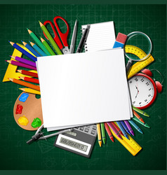 Back to school school supplies and blank paper Vector Image