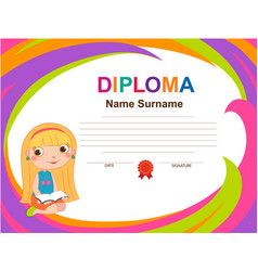 Kids diploma certificate background design Vector Image