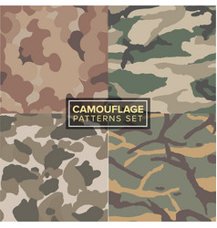 Camouflage pattern set four different textures Vector Image