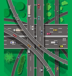 Modern roads and transport top view Royalty Free Vector