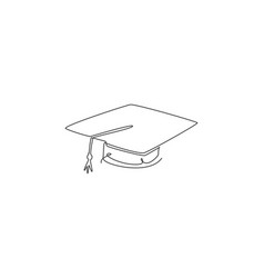 Black line student caps sketch graduation hat Vector Image