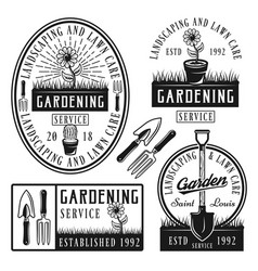 Gardening service emblems badges labels Royalty Free Vector