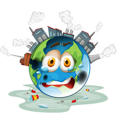 Global warming poster with earth on fire Vector Image