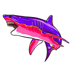 Shark with open mouth in the sea flat Royalty Free Vector