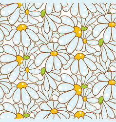 Chamomile outline seamless floral pattern Vector Image