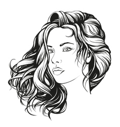 Beautiful woman face hand drawn Royalty Free Vector Image