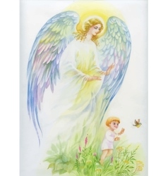 Beautiful angel with wings watercolor Royalty Free Vector