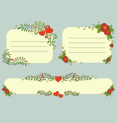 Cute doodle floral frame set Royalty Free Vector Image